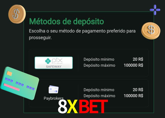 O cassino 8XBET oferece uma grande variedade de métodos de pagamento